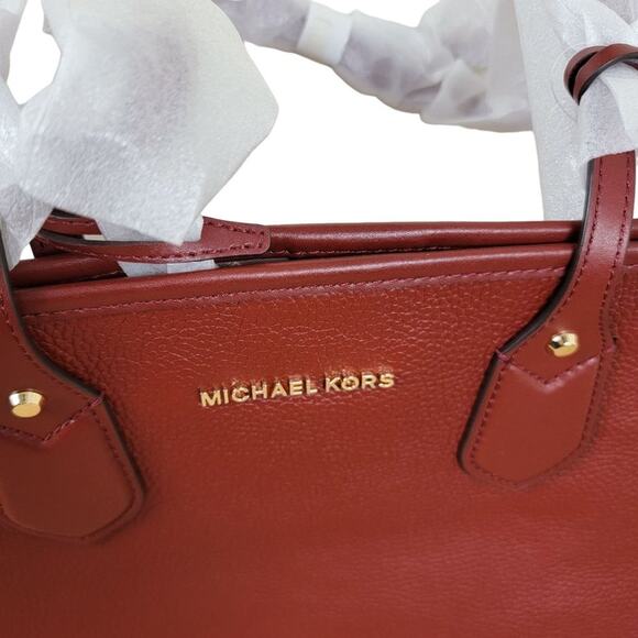 Michael Kors Extra Large Burgundy Leather Saylor Tote Bag - Picture 7 of 11